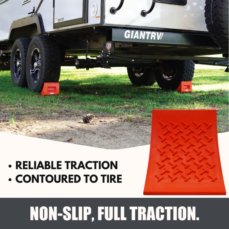 SECURITYMAN Heavy Duty Wheel Chocks (2 Pack) - Durable, Non-Slip, Solid Rubber Wheel Chocks for Boat Trailers, RV, Truck, Camper - Perfect on All Surfaces and in All Weather - Orangeâ€¦ - Image 4